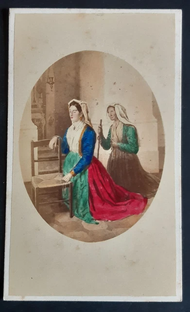CDV albumina Fratelli De Luca Napoli Sorrento colorata a mano costumi tradiziona