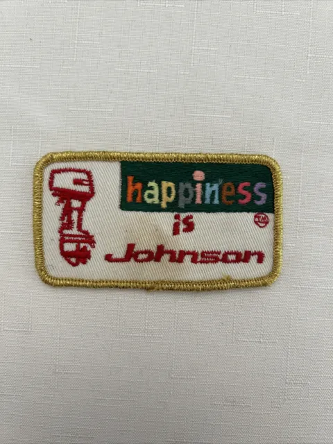 vintage HAPPINESS IS JOHNSON Outboard Boat Motor shirt patch fishing racing
