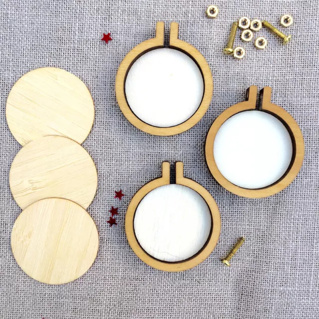 DIY Round Mini Wooden Cross Stitch Embroidery Hoop Ring Frame Machine Fixed+ T^
