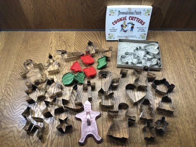 Vintage Lot Assorted Metal & Plastic Cookie Cutters- Christmas Holiday Hallmark