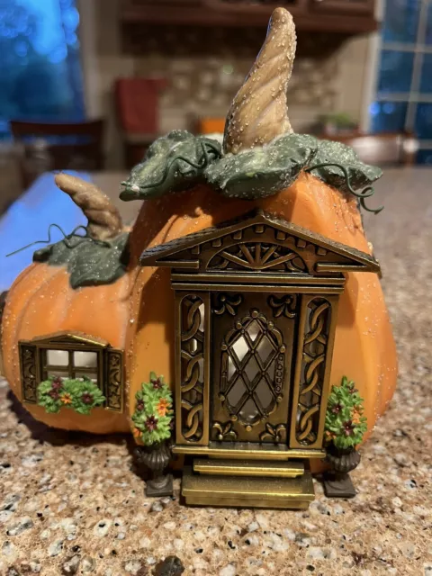 Partylite Pumpkin Cottage House Figure 1 Tealight Candle Holder