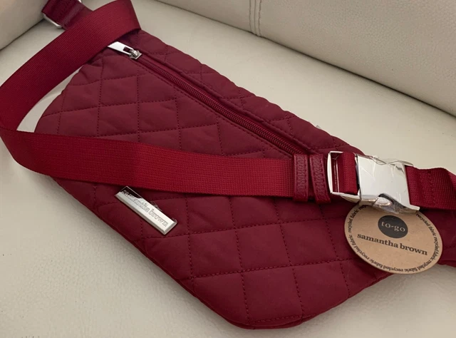 Samantha Brown To-Go Quilted Waist Belt Bag Fanny Pack Maroon Red 2