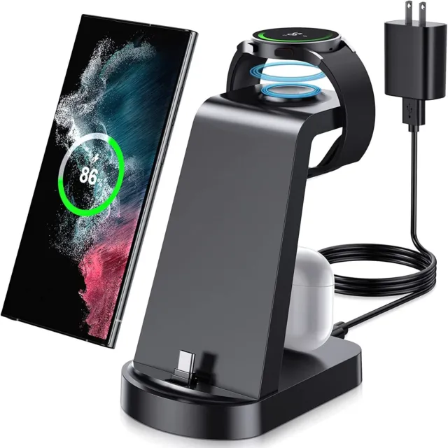 Charging Station for Samsung Multiple Devices, VCVS 3 in 1 Fast Charger Station