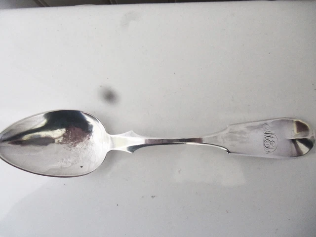 Fine R.&W Wilson, Phila. Coin Silver Fiddle Back Table Serving Spoon 1825-1841