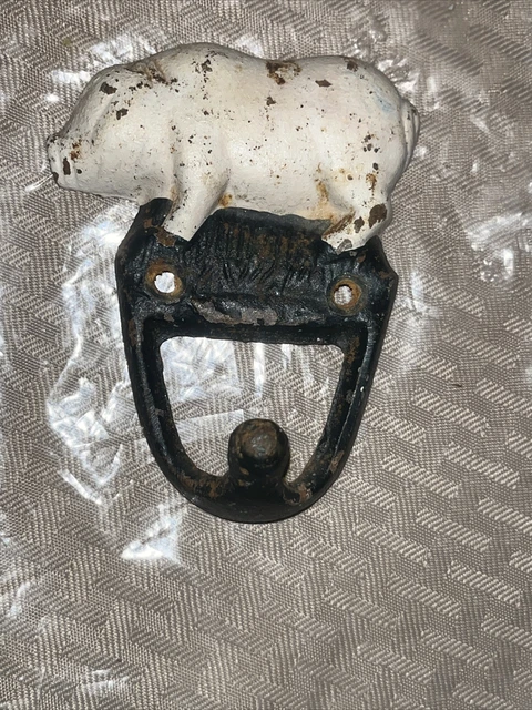 Vtg 3D Cast Iron Wall Hook Animal PIG HOG Coat Towel Kitchen Pan Purse Hanger
