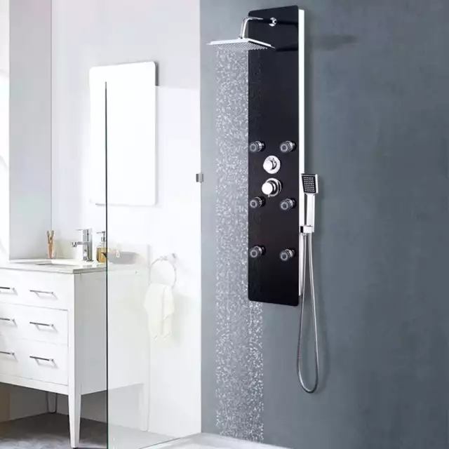 Panneau de douche Verre 25 x 44,6 x 130 cm Noir