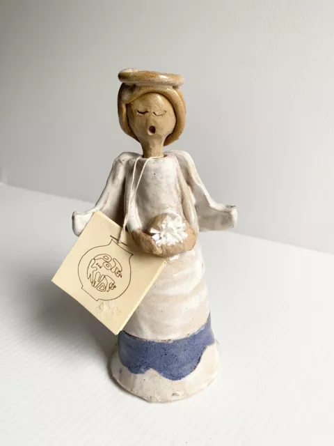 Studio Art POTTERY Angel OIL LAMP Stopper Head Signed Carole 9” UNIQUE & UNUSED