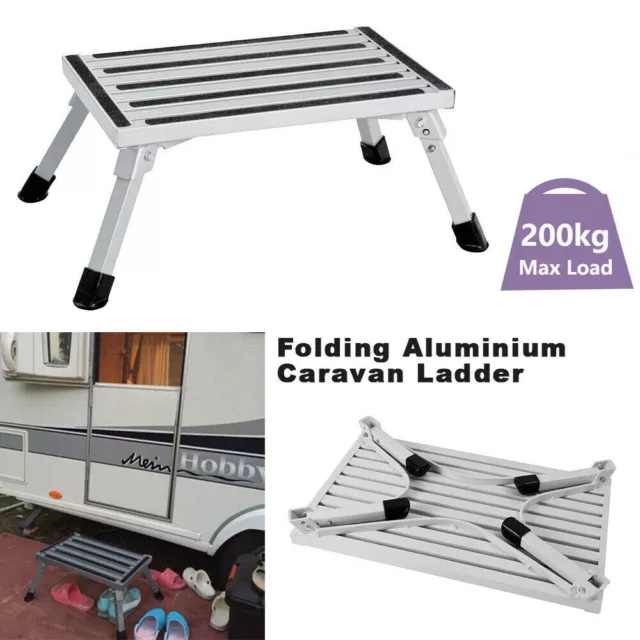 200KG Portable Folding Aluminium Step Caravan Accessories Ladder Stool Trailer