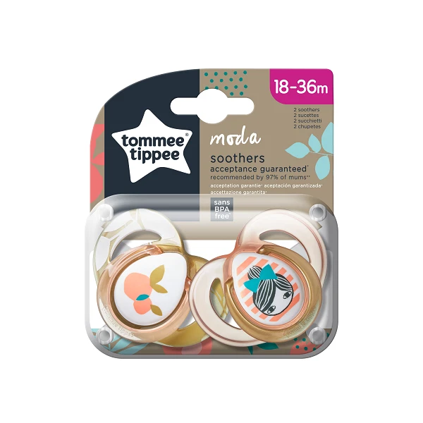 Tommee Tippee Moda Schnuller (18–36 Monate) – Mädchen, 2 Stück