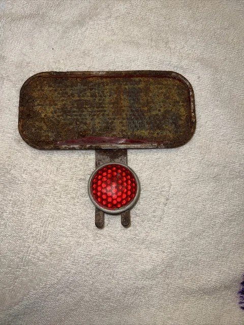 Vintage License plate topper red Glass  Chevy Ford Hot Rod Harley