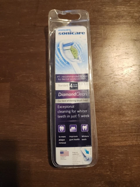 4 cabezales de cepillo estándar genuinos PHILIPS Sonicare DiamondClean blancos HX6064