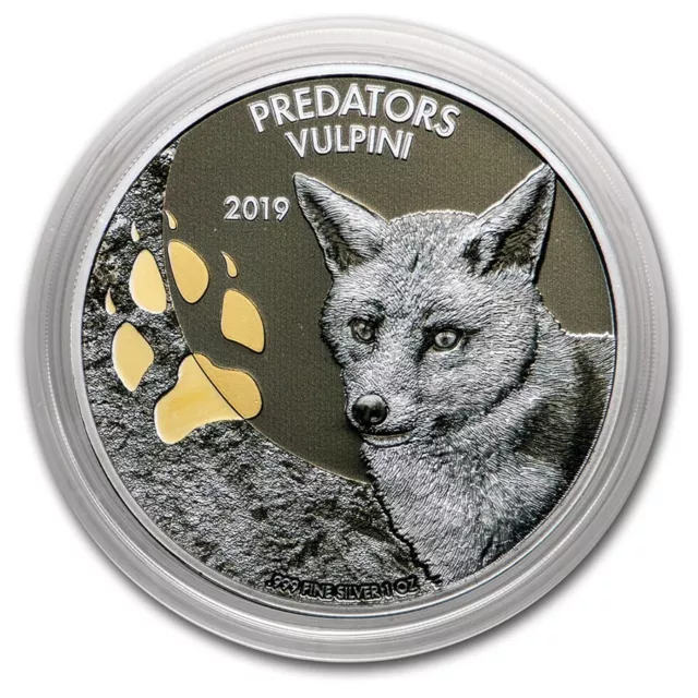 1 Oz Silver Coin 2019 20 Frances CFA Congo Colorized Predators Vulpini Fox