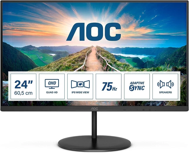 AOC Q24V4EA 60,5cm (23,8“) QHD IPS Office Monitor 16:9 HDMI/DVI 75Hz 4ms Sync