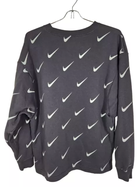 Nike Rally Sweatshirt All Over Print Black w/ Silver Metallic Swoosh XS