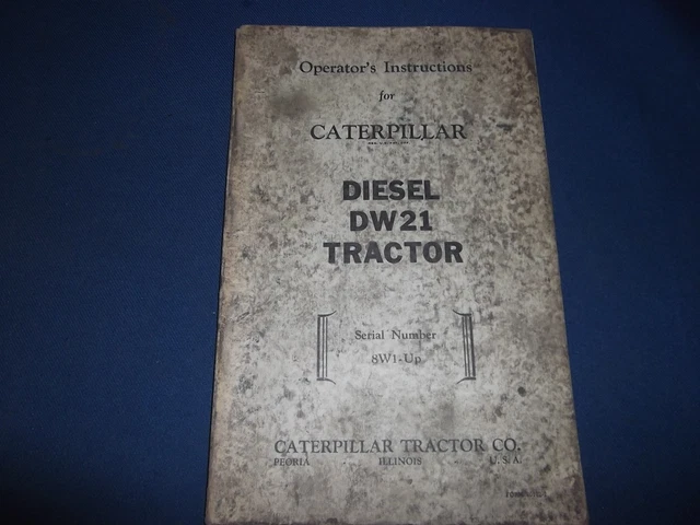 Cat Caterpillar DW21 Trattore Raschietto Operazione Instructions Libro Manuale