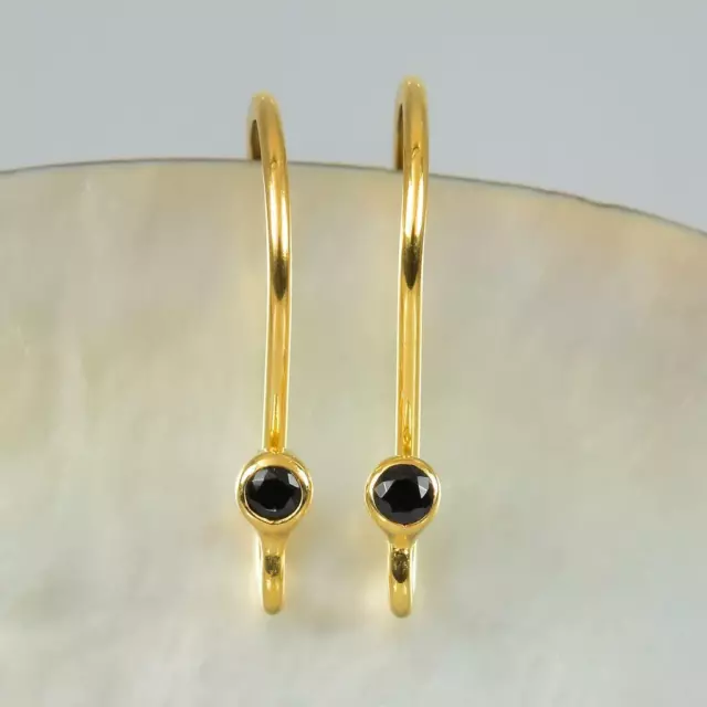 Black Spinel & 18K Gold Vermeil Sterling Silver Hang-in Hook Earring Findings