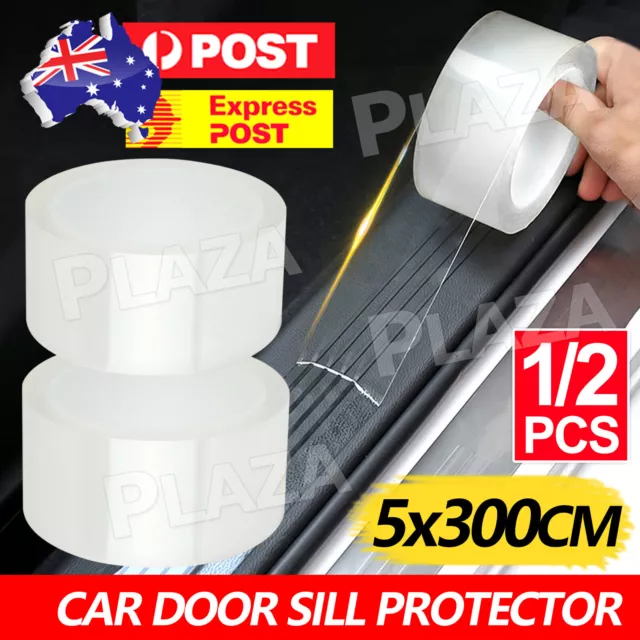 Car Door Sill Protector Edge Sticker Carbon Fiber Rubber DIY Bumper Guard Strip