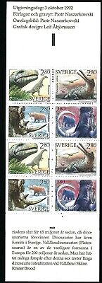 Sweden 1992 cpl booklet Pre-historic Animals with cyl digit 1. MNH