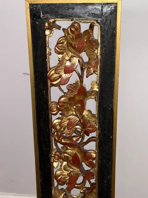 28” X 8” Hand Carved Border Antique Floral Golden Relief Breakthrough 3
