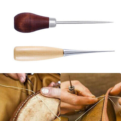 Pointed Wooden Handle Steel Awl Leather Sewing Awl Shoes Repair Punch Hole T~m'