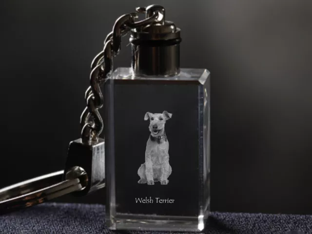 Welsh Terrier, Dog Crystal Keyring, Keychain, High Quality, Crystal Animals UK