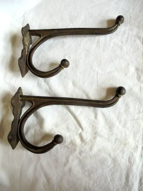 Pair of Antique Cast Iron 9" Horse Tack Harness Coat Hooks