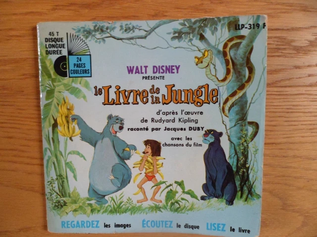 45TR WALT DISNEY le livre de la jungle 24 pages couleurs + vinyle ok