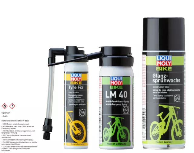 LIQUI MOLY Vélo Glanz-Sprühwachs + Pneu Fix Vélo Multi Fonctions Spray