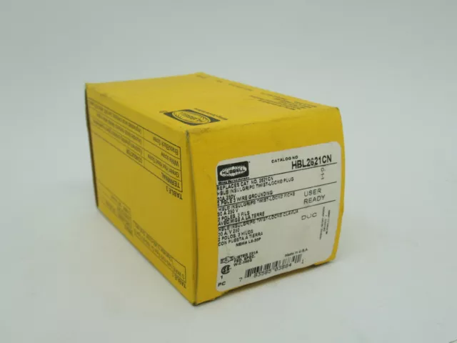Hubbell HBL2621CN Insulgrip Twist Lock Plug 30A 250V 2Pole NEW