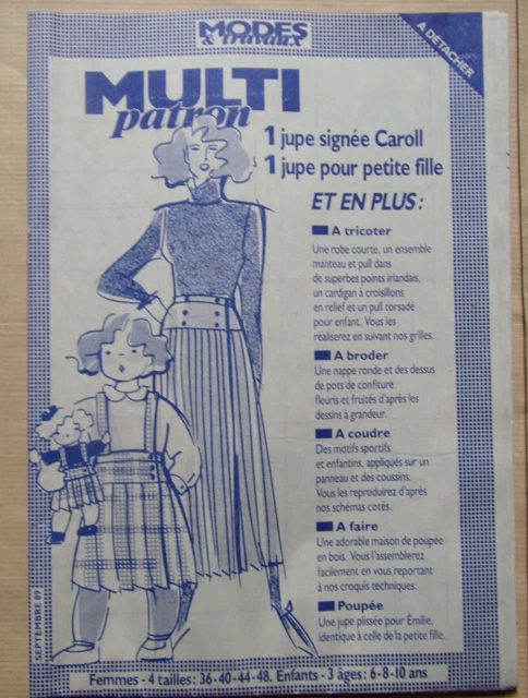 Patron De Couture MODES ET TRAVAUX - Veste Femme, Robe Fille, Poupée Emilie - Août 1989 - Occasion