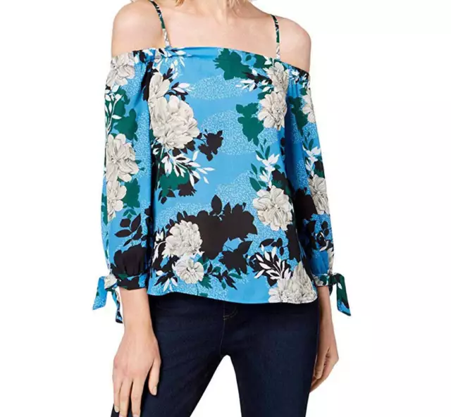 allbrand365 designer Womens Floral Off the Shoulder Top,Sprinkle Linear,X-Small