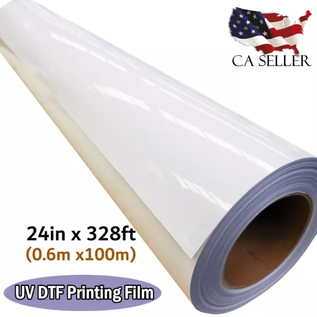 US Stock 24in x 328ft (0.6m x100m) UV DTF Printing Film Crystal Label Film A