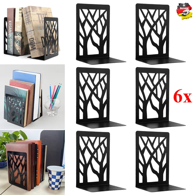 Faxland Buchstützen Aus Metall - Stabile Ordnerstützen 14x12x24 Cm In Schwarz - 2er Set