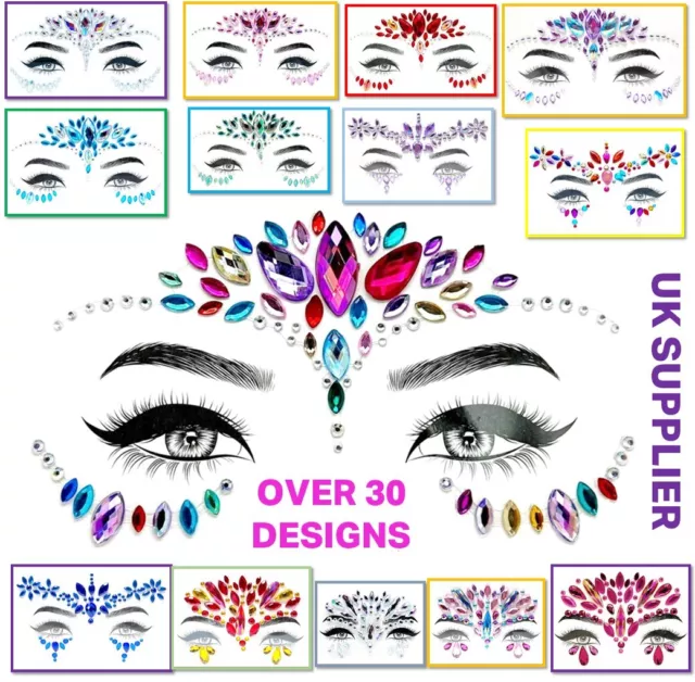 Face Gems Adhesive Glitter Jewel Tattoo Festival Rave Party Body Make