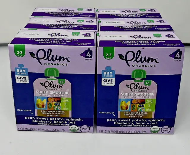 Plum Organics Super Smoothie Organic Baby Food Meals 4 OZ Pouches (24 Total)