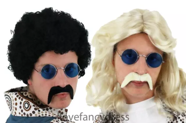 Disco Dirtbag Wig & Mustache Set for Men