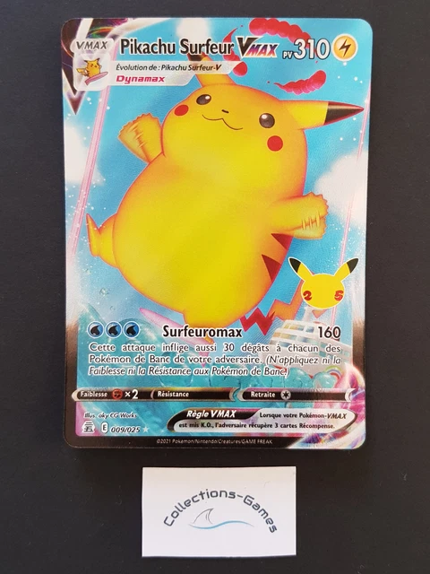 CARTE POKÉMON - Pikachu Surfeur Vmax 009/025 - Célébrations 25 ans