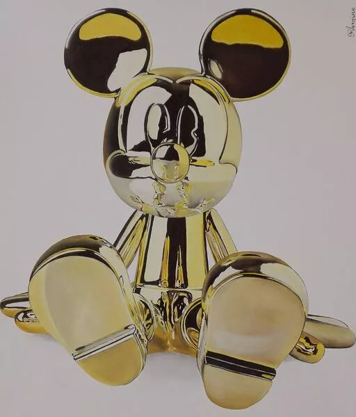 Quadro olio su tela Mickey Mouse dipinto oro Iperrealismo Pop art