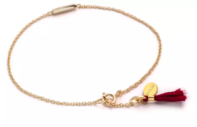 SHASHI Gold Vermeil Ruby CZ Tracy Bar Bracelet Anthropologie Sterling MSRP $38 3