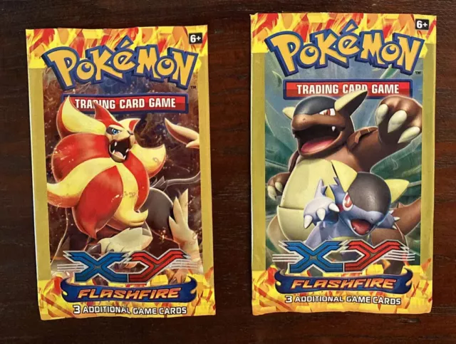 EMPTY Pokemon TCG XY Flashfire Booster Packs X2 Pyroar & Kangaskhan Art Mint🔥