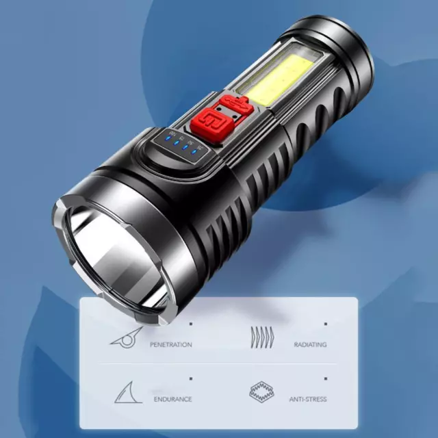 fr Portable LED Flashlight COB Waterproof Night Torch Outdoor Household Lighting