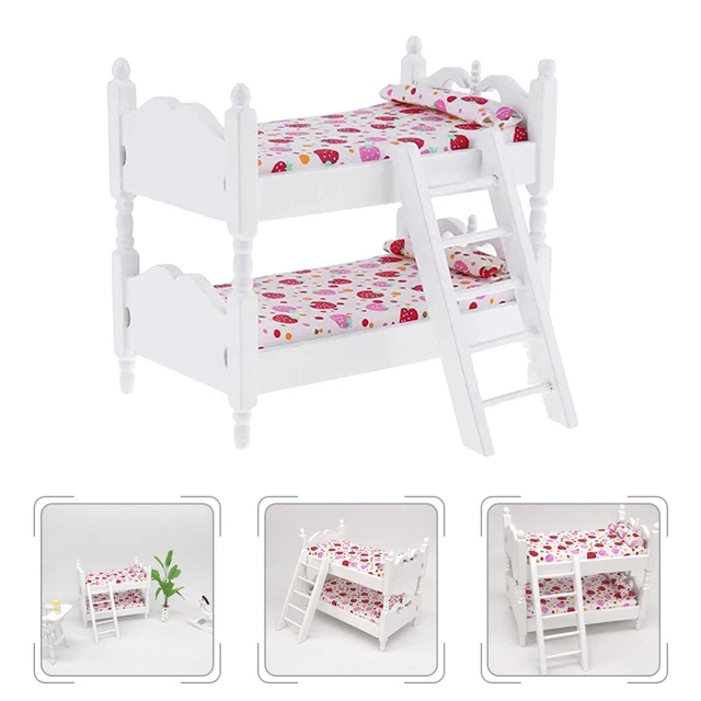 Litera de madera abedul de madera mini litera cama de doble capa juguete rosa
