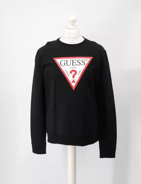 Guess Mens Core Logo Black Red Jumper Sweatshirt Sweater Rrp £55 Ad