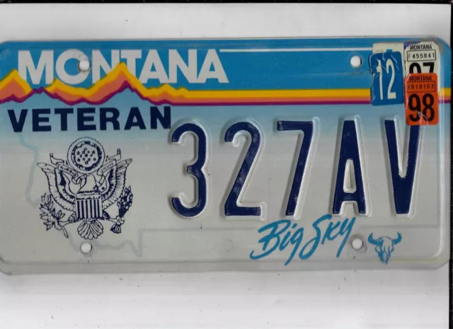 MONTANA 1998 license plate "327AV" ***ARMY VETERAN***