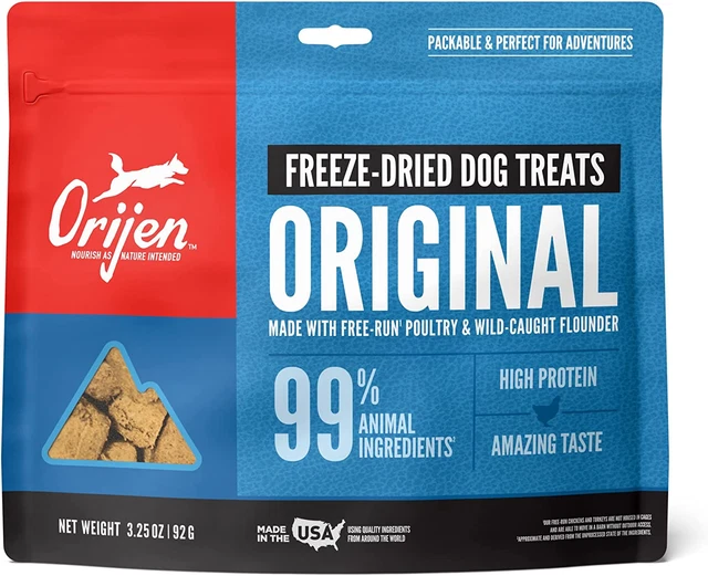 ORIJEN Freeze Dried Dog Treats, Grain Free, High Protein, Made in USA, Original,