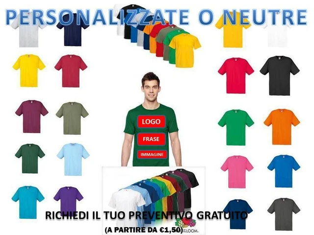 T-Shirt maglietta Uomo Manica Corta In Cotone Fruit Of The Loom Personalizzabile