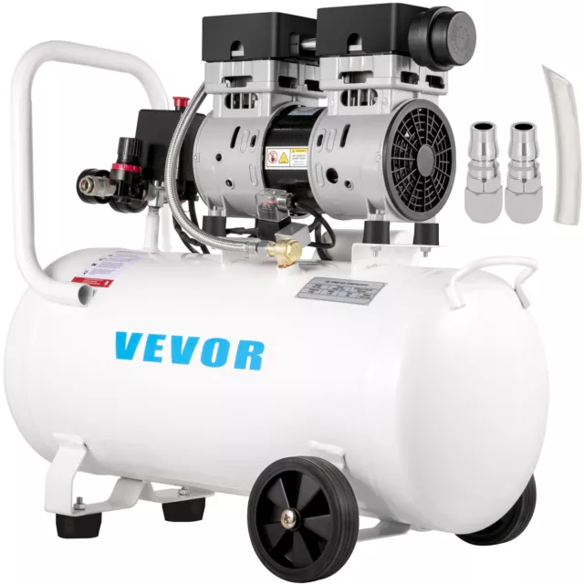 VEVOR Compressore Silenzioso 750W 50L Compressore d'Aria Senza Olio 220V 50Hz