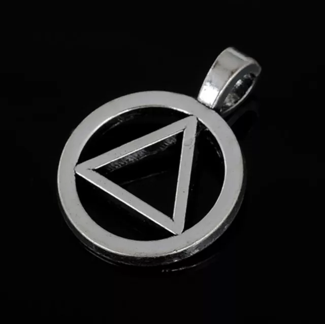 10Pcs Alcoholics Anonymous AA Pendants Jewelry Triangle In Circle Charm 3