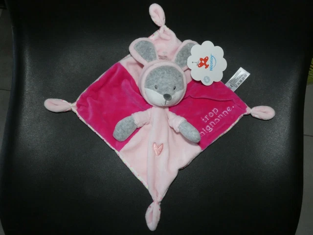 doudou lapin gris rose blanc cœur pois trop mignonne simba toys neuf