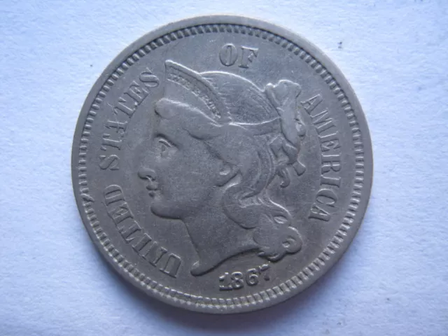 United States 1867 Nickel 3 Cents VF